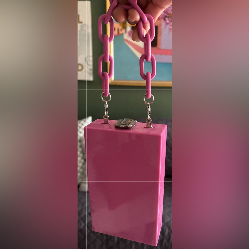 Pink Chain Handle rare Box Clutch